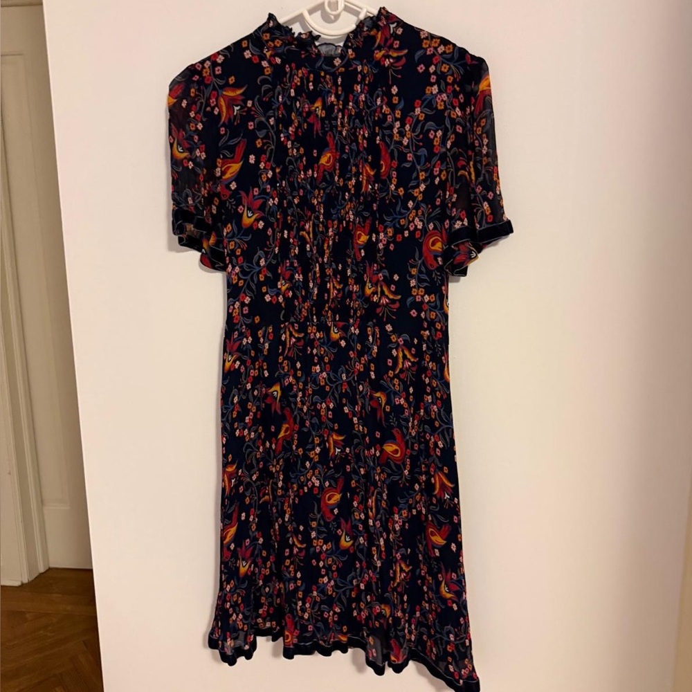 Tommy Hilfiger Navy Floral Dress with Red & Orange Blossoms